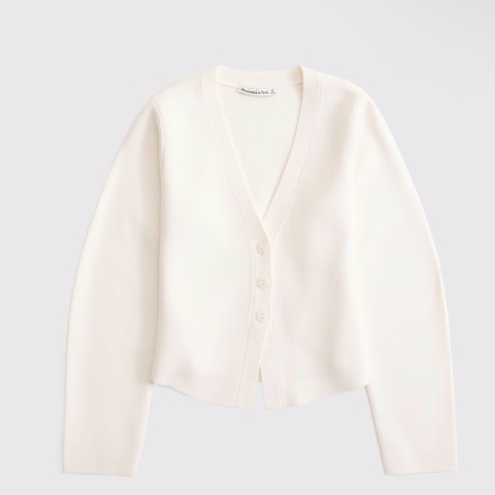 Abercrombie & Fitch Women's Ivory Cardigan LuxeLoft Rounded Sleeve Cardigan